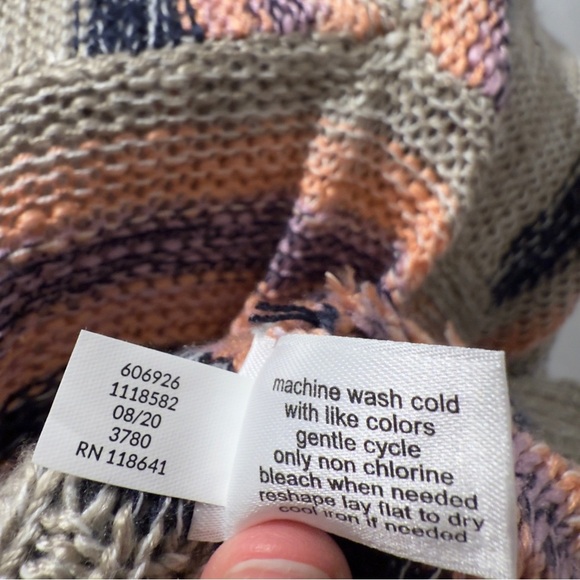 Lane Bryant Knit Striped Sweater Summer Coastal Hoodie Tan, Plus Size 26W/28W/4X - Picture 10 of 10